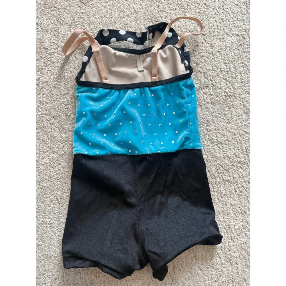 Weissman XSC Dance Costume - Blue Rhinestone Velvet, w/Fringe & Tulle Skirt‎